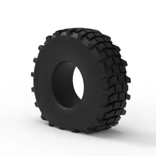 Military truck tire 5 deflated Scale 1:25 - Model thumbnail 7