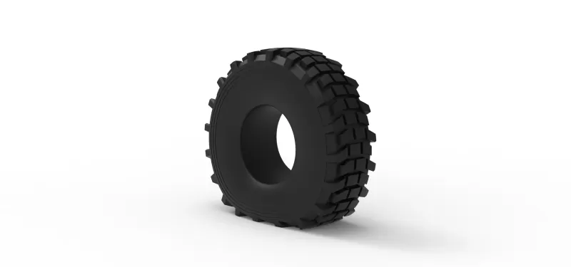 Military truck tire 5 deflated Scale 1:25 - Model preview 7