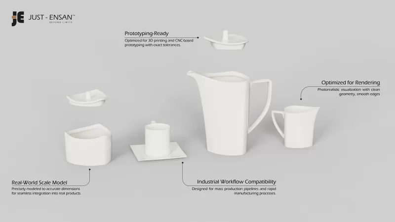 Porcelain Tea Set - Model preview 1