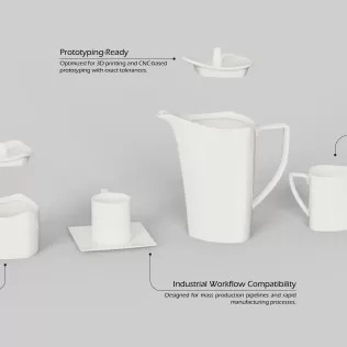 Porcelain Tea Set - Model thumbnail 1