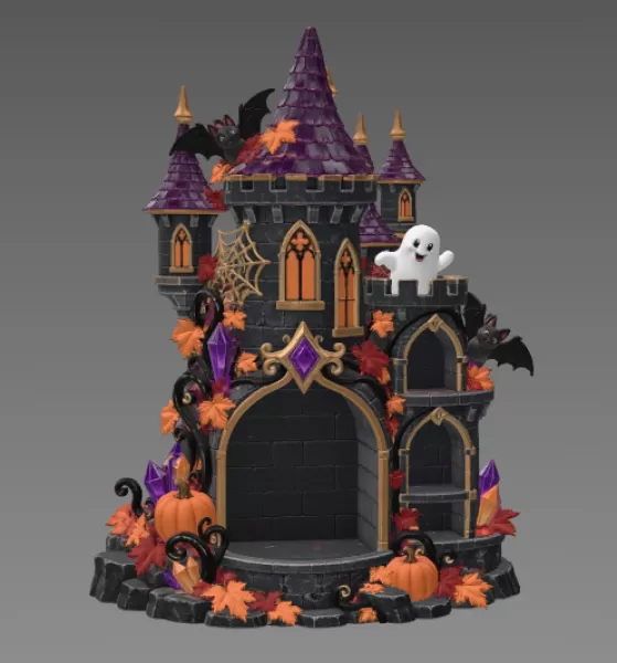 Haunted Halloween Castle LED Candle Holder STL File for 3D Print - Model preview 6