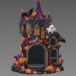 Haunted Halloween Castle LED Candle Holder STL File for 3D Print - Model thumbnail 6