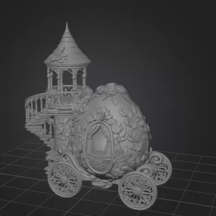 Floral Fantasy Egg Tower Carriage – STL File 3D Printable - Model thumbnail 9