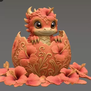 Hibiscus Hatchling Dragon STL File for 3D Print - Model thumbnail 7