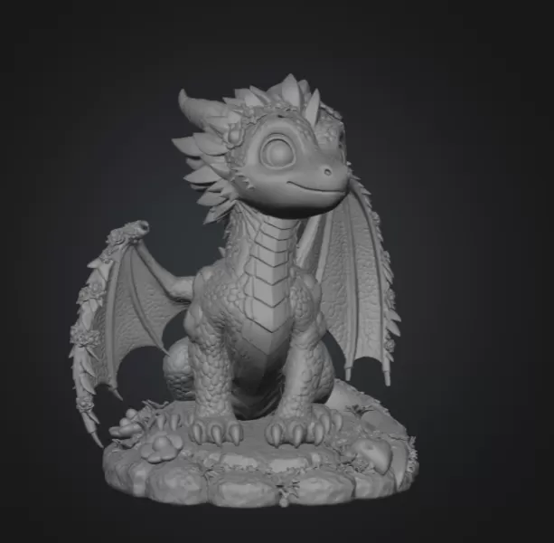 Blossom Heart Dragon STL File for 3D Print - Model preview 11