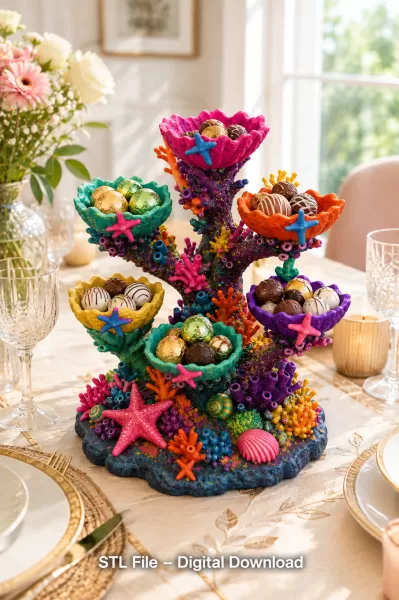 Colorful Coral Reef Tree Organizer STL File for 3D Print - Model preview 5