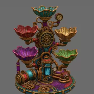Steampunk Lotus Jewelry Organizer STL File for 3D Print - Model thumbnail 8