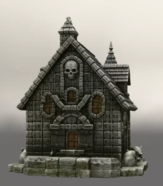 Haunted Fantasy Rat Cottage STL for 3D Printing - Model preview 3
