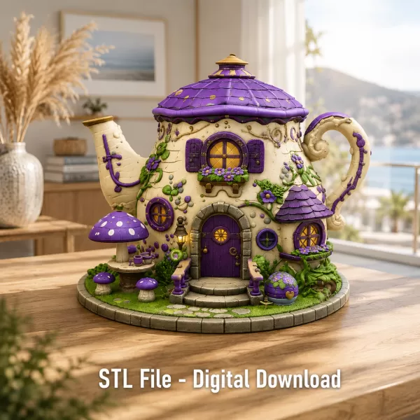 Enchanted Teapot Cottage STL File for 3D Print - Model preview 1