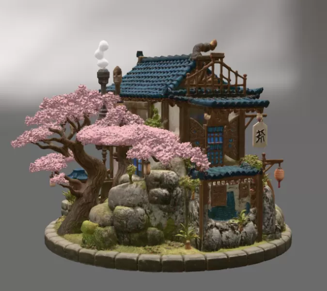 Japanese Tea House STL File for 3D Print - Model preview 9