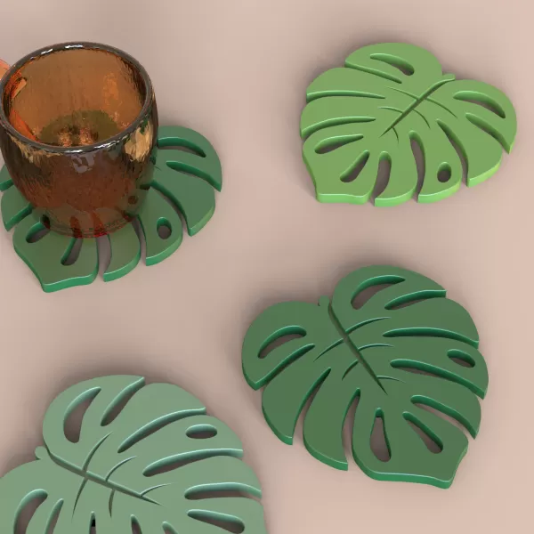 Monstera Leaf Coaster, 3D Tropical Home Decor, Eco-Friendly - Model preview 6