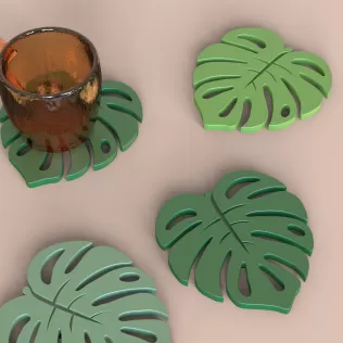 Monstera Leaf Coaster, 3D Tropical Home Decor, Eco-Friendly - Model thumbnail 6