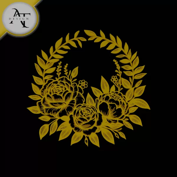Flowers - Line Art - 2D Wall Art Decor - Model preview 1