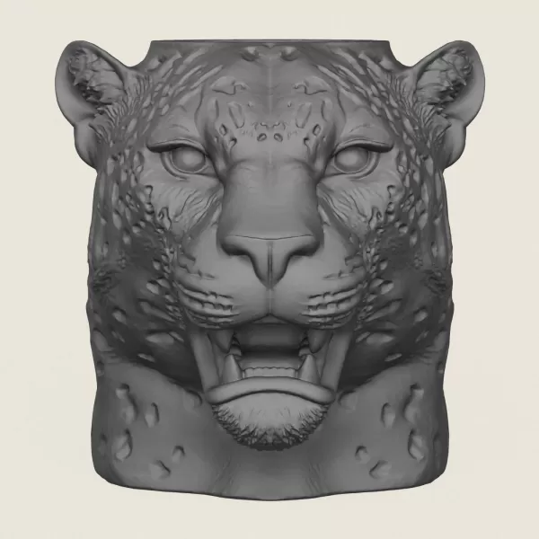 Leopard Face Vase Print Ready 3D Model - Model preview 3