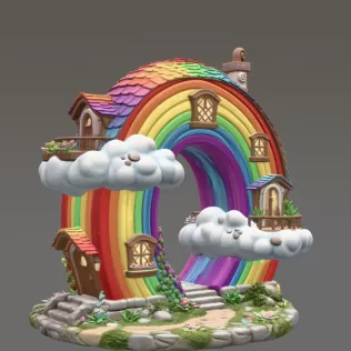 Rainbow Fantasy House STL File for 3D Printing - Model thumbnail 3