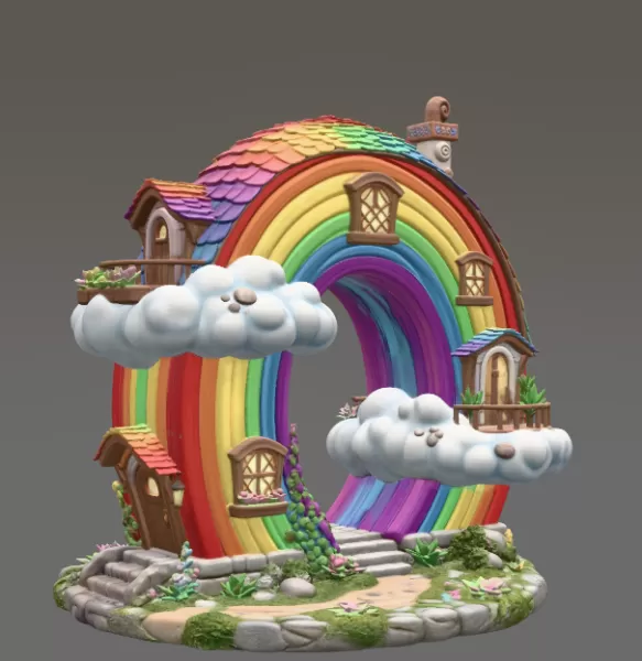 Rainbow Fantasy House STL File for 3D Printing - Model preview 3