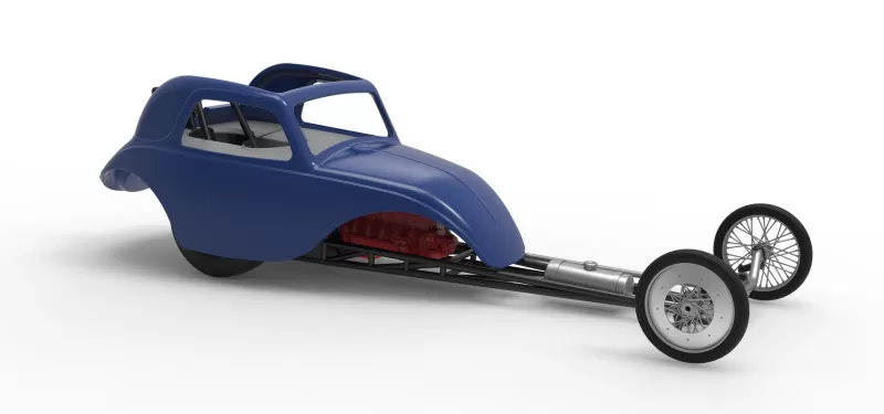 Front engine old school dragster with shell V13 Scale 1:25 - Model preview 24