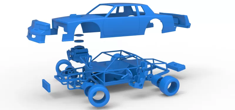 Vintage Dirt late model race car while turning Scale 1:25 - Model preview 28