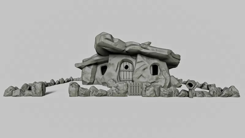 Stone Age Cartoon House 2 #RoZ - Model preview 3