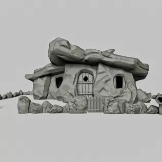 Stone Age Cartoon House 2 #RoZ - Model thumbnail 3