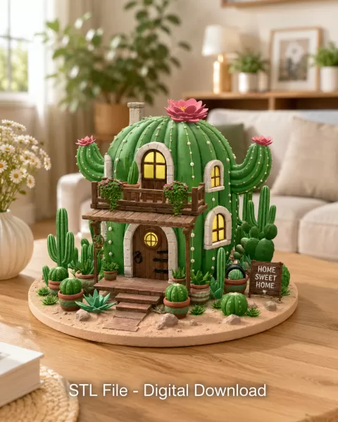 Cactus Cottage House STL File for 3D Print - Model preview 5