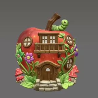 Enchanted Apple Cottage STL File 3D Printable - Model thumbnail 3