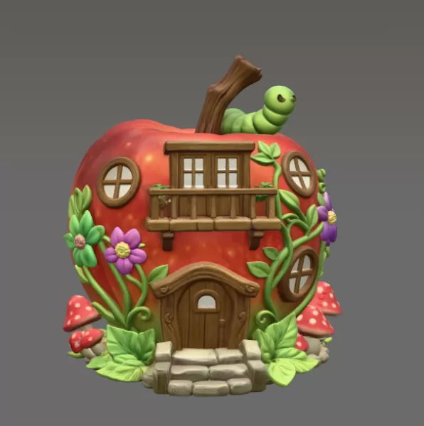 Enchanted Apple Cottage STL File 3D Printable - Model preview 3
