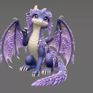 Wisteria Blossom Dragon STL File for 3D Print - Model thumbnail 9