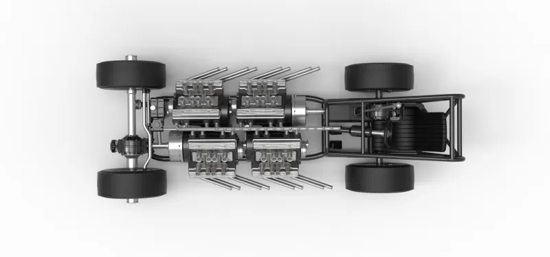 Vintage AWD Dragster Base Version 2 Scale 1:25 - Model preview 11