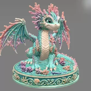 Coral Reef Baby Dragon STL for 3D Print - Model thumbnail 6