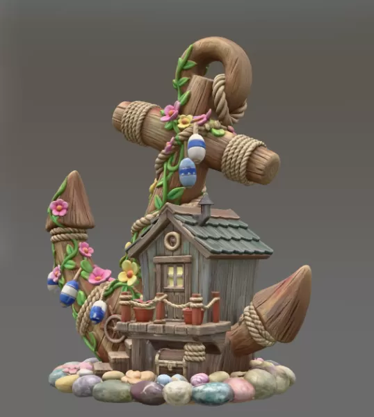 Anchor Fairy House STL File for 3D Print - Model preview 4
