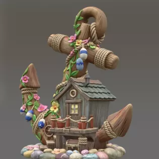Anchor Fairy House STL File for 3D Print - Model thumbnail 4