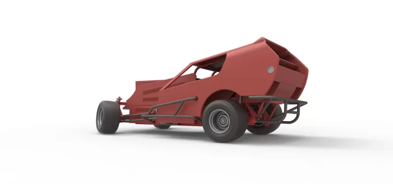 Vintage Dirt Modified stock car Version 4 while turning 1:25 - Model preview 13