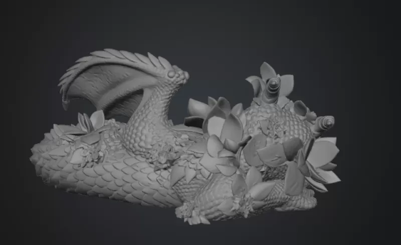 Peach Baby Blossom Dragon STL File for 3D Print - Model preview 14