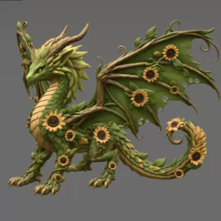 Sunflower Meadow Dragon STL File for 3D Print - Model thumbnail 6