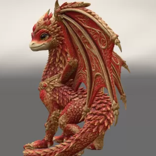 Royal Crimson Dragon STL File for 3D Print - Model thumbnail 6