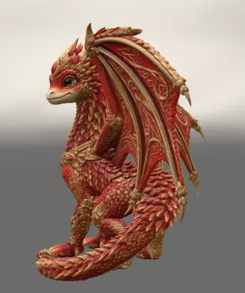 Royal Crimson Dragon STL File for 3D Print - Model preview 6