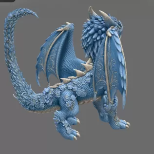 Azure Blossom Dragon STL File for 3D Print - Model thumbnail 9