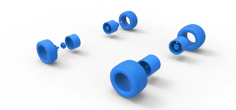 Wheel set of Northeast Dirt Modified stock car V5 Scale 1:25 - Model preview 15