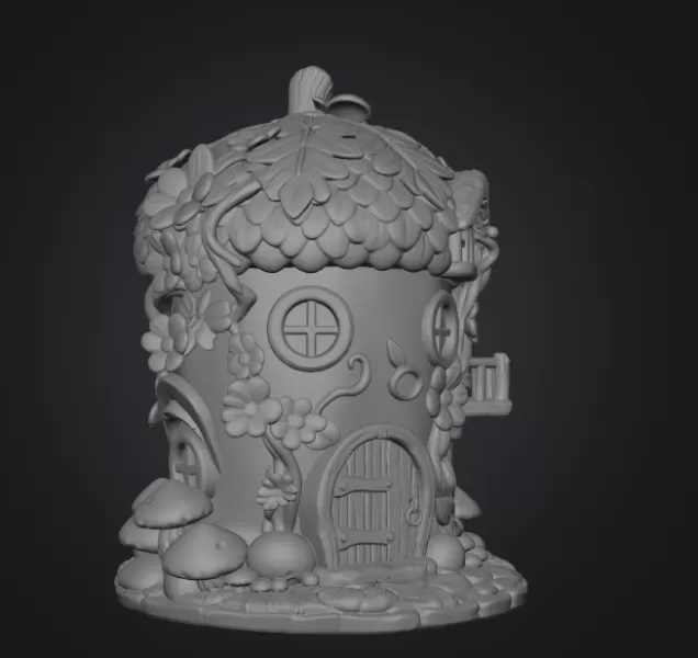 Whimsical Fairy Garden Cottage STL File 3D Printable - Model preview 10