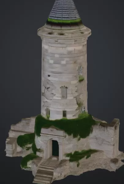 Turm mit mehreren Etagen,Spitzdach und anbau - Model preview 1