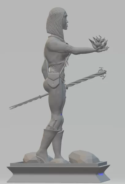 3D printed half-elf sorceress figurine for board games - Model preview 5