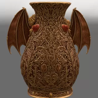 Crimson Floral Dragon Vase STL File for 3D Print - Model thumbnail 10