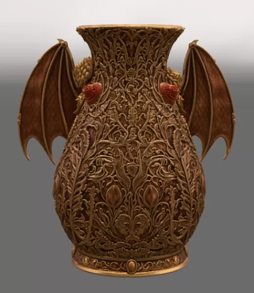 Crimson Floral Dragon Vase STL File for 3D Print - Model preview 10
