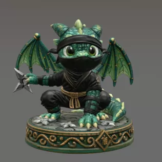 Cute Fantasy Ninja Dragon STL File for 3D Printing - Model thumbnail 3