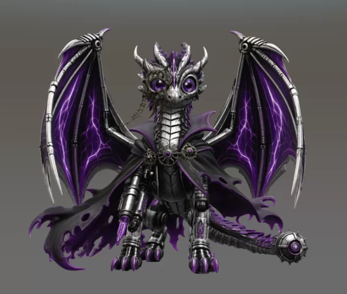 Shadow Mecha Dragon STL File for 3D Print - Model preview 9