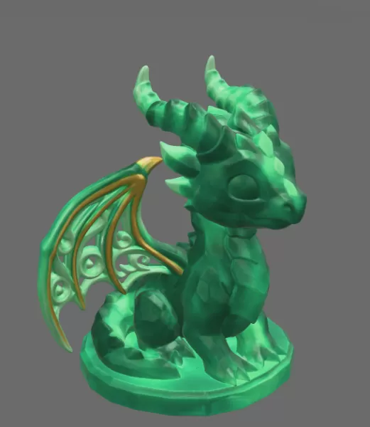 Cute Fantasy Smaragd Dragon – STL File 3D Printable Dragon - Model preview 6