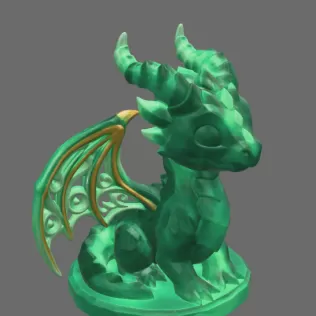 Cute Fantasy Smaragd Dragon – STL File 3D Printable Dragon - Model thumbnail 6