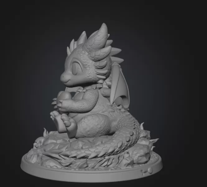 Cute Devil Dragon with Heart STL File 3D Print - Model preview 8
