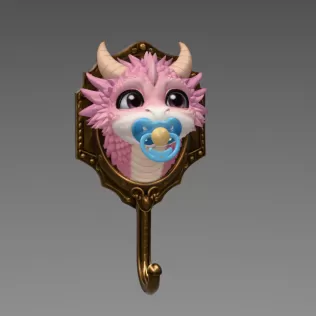 Baby Dragon Wall Hook STL File for 3D Printing - Model thumbnail 7